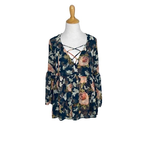 Show Me Your Mumu Poet Tie Top in Fall In Love Floral Print Blouse Size S Small - Picture 1 of 8